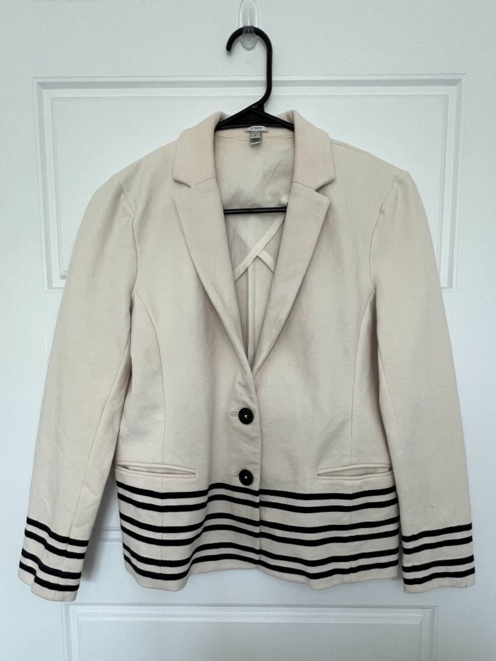 J Crew Academy Schoolboy Blazer Cream Navy Stripe Size S Jacket Nautical Preppy